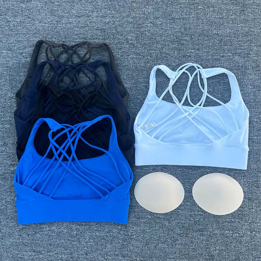 Women's Fitness Sports Bra Anti-Sweat Fitness Top Women Yoga Bra Shockproof Crop Top Cross Back Sport Bra Gym Workout Top
